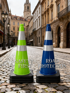 Cône de signalisation routière en PVC flexible haute visibilité de 750 mm, cône de sécurité routière en plastique hautement réfléchissant avec base en caoutchouc - Product Image 1