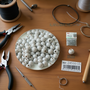 Perline Ilan Abalorio 8mm in Tinta Unita per Creazione di Gioielli - Product Image 3