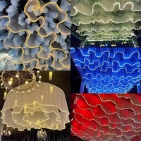 Rideau de voile lumineux pour décoration de plafond, bande LED étanche, modèle en tissu plissé pour mariages et camping