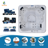 Baignoires de spa d'extérieur avec garantie de 5 ans, 6 personnes, 31 jets, 21 lumières LED, acrylique, jacuzzi, design moderne, forme carrée, spa autoportant