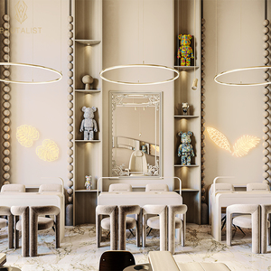 Conjunto de Decoración de Salón de Uñas de Lujo Personalizado, Ecológico e Impermeable, con Iluminación LED para Salones de Belleza, Diseño de Interiores de Centros Comerciales de Moda - Product Image 1