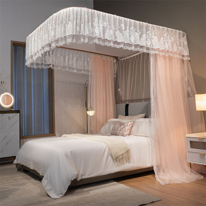 La mejor cubierta de dosel de cama con riel de guía de pista de acero inoxidable en forma de U, <span class=keywords><strong>mosquitera</strong></span> portátil de tamaño King <span class=keywords><strong>para</strong></span> bebé <span class=keywords><strong>para</strong></span> uso doméstico, función plegada - Product Image 4