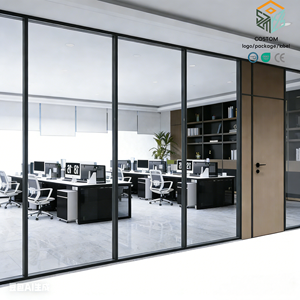 <span class=keywords><strong>Cloison</strong></span> de bureau SZMK 2026 en verre transparent à persiennes, insonorisée, du sol au plafond, avec cadre en alliage d'aluminium - Product Image 1