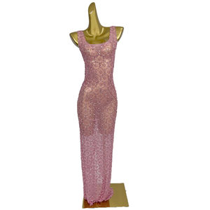 Женское коктейльное платье с квадратным вырезом и стразами - Product Image 3