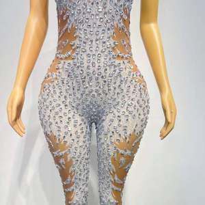 Mono AD2711 para Mujer, Estilo Europeo, Cintura Alta, Sin Mangas, Ajustado, Elegante, para Fiestas Formales, Sexy, Moda <span class=keywords><strong>de</strong></span> Verano, con Cristales - Product Image 5