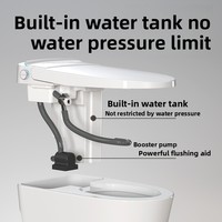 WC intelligent allongé certifié CE avec siège chauffant, télécommande, chasse d'eau par gravité, siphon en P/S, à poser au sol