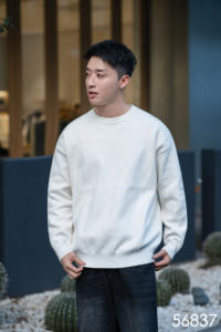 Pull en tricot texturé à col rond pour homme, haut ample à manches longues, tendance minimaliste, décontracté, polyvalent, doux et chaud - Product Image 3