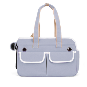 Oxford Pet Carrier Soft-Sided Zipper Closure Beige Color Simple Design For Cats - Product Image 3