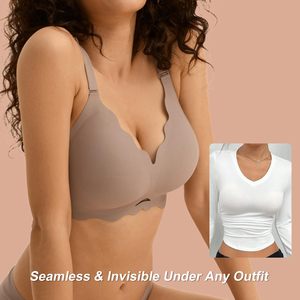 <span class=keywords><strong>Soutien</strong></span>-<span class=keywords><strong>gorge</strong></span> push-up grande taille Jelly, fin, sans armatures, sans coutures, antibactérien, anti-affaissement, bonnet 3/4, bord festonné, respirant, pour l'été - Product Image 4