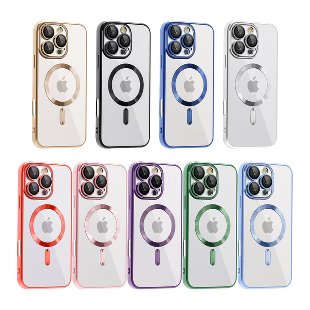 Luxury Electroplate Magnetic Charging Camera Protector Transparent Soft TPU Phone Case for iPhone 16 Pro Max 17