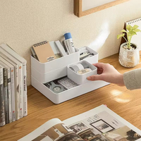 Organisateur de tiroir de bureau rectangulaire empilable multi-compartiments, tiroir coulissant pour la maison, le bureau, la station de travail, l'organisation des fournitures de bureau, des stylos, en PET