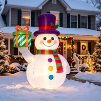 Grand bonhomme de neige gonflable avec écharpe arc-en-ciel, décoration de Noël en tissu Oxford, résistant à l'eau et au soleil, installation facile pour l'extérieur