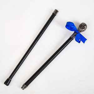 Canne de marche vintage en métal avec poignée en forme de crâne et nœud en ruban bleu, réglable, décorative, vente en gros - Product Image 6