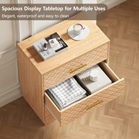 Armoire de rangement à 3 tiroirs avec éclairage LED et poignée en métal pour salon