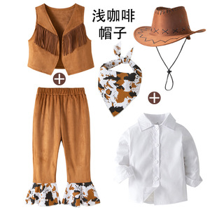 Disfraz de <span class=keywords><strong>Vaquero</strong></span> para Niños, Conjunto de Ropa de Cosplay, <span class=keywords><strong>Chaleco</strong></span> + Pantalones + Bufanda + Sombrero, 4 Piezas, Traje para Niños Pequeños - Product Image 6