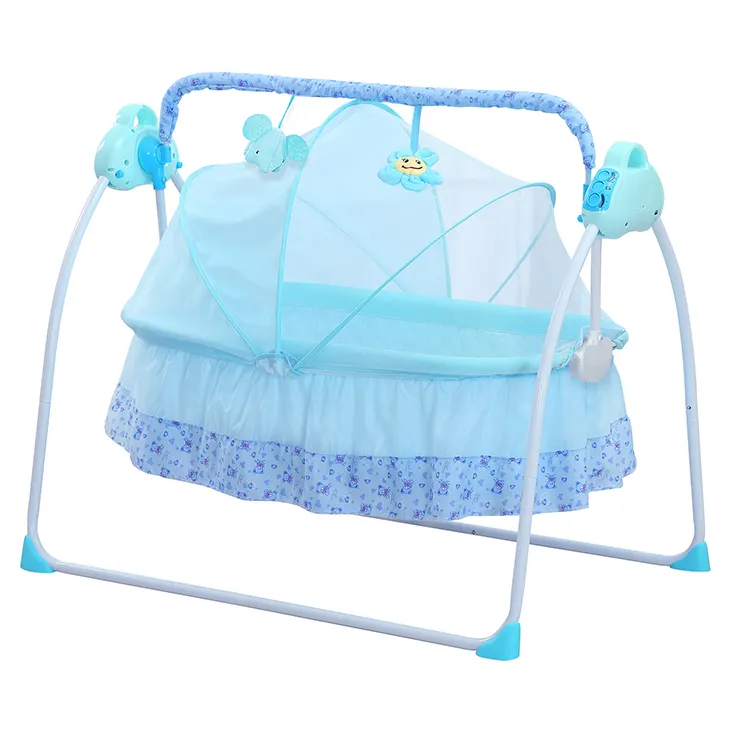 Electric Crib Baby Swing Rocker Cot Infant Sleeping Bed TBVECHI Electric Baby Bassinet Swing Blue 