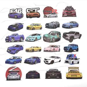 Ambientador de aire con forma de coche de lujo, ambientadores de papel colgantes con logotipo personalizado de <span class=keywords><strong>Anime</strong></span> moderno, ambientadores de coche colgantes únicos de Rosa naranja - Product Image 5