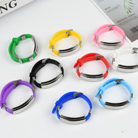 Pulsera deportiva de silicona personalizada de acero inoxidable con circonita, diseño étnico y colorido, ajustable, con barra de identificación curva y cinta de rompecabezas para autismo