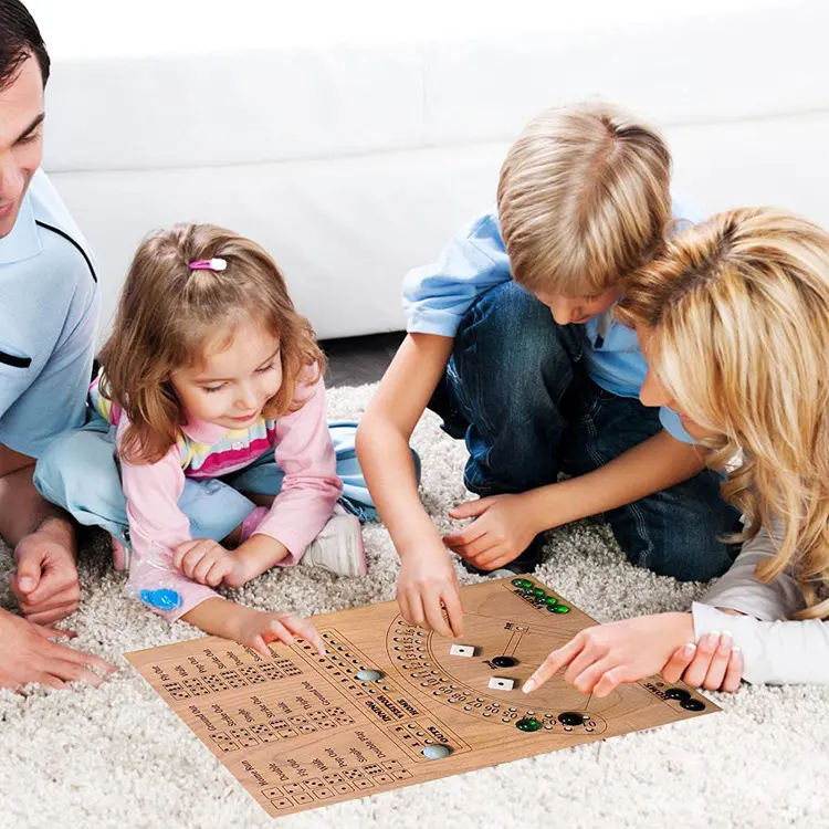 Permainan Papan Dadu Bisbol-Papan Kayu dengan Kelereng Dadu untuk Dewasa Anak-anak-Permainan Mainan Dadu untuk Malam Permainan Keluarga