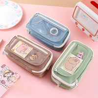 Grande trousse à crayons transparente en tissu pour l'école, style rabattable mignon, haute valeur pour les filles, vente en gros