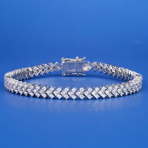 925 Sterling <b>Silver</b> VVS Round Brilliant Cut VVs Diamond Moissanite <b>Bracelet</b> D Color Tennis Hip Hop Unisex for Gift Party Jewelry - Product Image 1