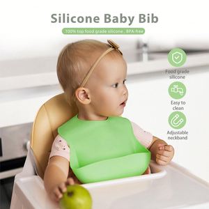 BPA Free Food Grade <b>Waterproof</b> <b>Silicone</b> Baby Bibs Microwave Dishwasher Safe Soft Toddler Feeding Bibs - Product Image 2