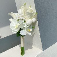 Fleurs artificielles classiques et durables en soie, type lys calla, pour mariage, fleurs de main pour la mariée et le marié, provenant de Chine continentale