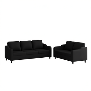 Black <b>Sofa</b> <b>Set</b> 100% Polyester Fabric Living Room Furniture Modern Contemporary Design - Product Image 1