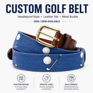 <span class=keywords><strong>Ceinture</strong></span> de golf à point d'aiguille pour hommes en cuir pleine fleur pour femmes avec boucle en laiton massif. - Product Image 1