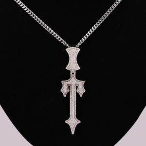 PENDENTIF ESTHÉTIQUE EN FORME D'ÉPÉE EN CROIX AVEC PETIT DIAMANT ROND DE LABORATOIRE EN ARGENT STERLING 925 POUR TOUTES LES OCCASIONS UNISEXES - Product Image 2