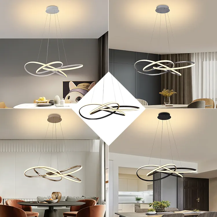 HIVIES New Arrivals Round Modern Hanging Ceiling Nordic Aluminum Lamp Chandelier Kitchen LED Pendant Lights