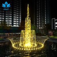 Fontaine musicale extérieure moderne en acier inoxydable contrôlée par DMX, avec lumières et jets d'eau dansants pour terrasse et sol