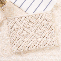 Mode fait à la main Boho macramé Crochet coton corde sac Simple creux paille été plage sac à main sac fourre-tout avec gland