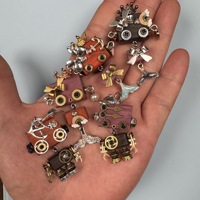 Pendentif Collier en Alliage Robot Steampunk Design Zodiaque Fait Main, Breloque Porte-clés en Bois, Accessoire Chaîne de Téléphone Unisexe