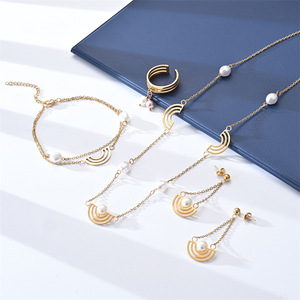 국경 간 대외 무역 스테인레스 스틸 보석 세트 틈새 팔찌 반지 귀걸이 목걸이 보석 4 종 세트 - Product Image 3