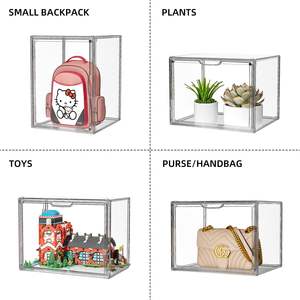 Boîte de rangement transparente en <span class=keywords><strong>plastique</strong></span> empilable pour sacs à bandoulière, anti-poussière, avec ouverture magnétique, présentoir transparent pour sacs à main de femme - Product Image 2