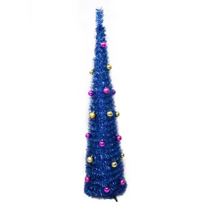 Tinteiro de árvore de natal com pequenos tiras, material de decoração natalina, lago artificial, azul, com tinteiro