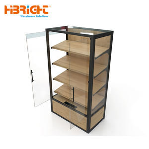 خزانة عرض خشبية صلبة بباب زجاجي بتصميم أنيق لصالات العرض الفاخرة في المتاجر الراقية - Product Image 1