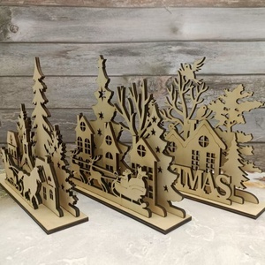 Sáng Tạo Giáng Sinh Mới Tiếng Anh Thư Nhà Cây Thủ Công Bằng Gỗ Thân Thiện Với Môi Trang Trí Nội Thất Gỗ Khắc Loại Cho Quà Tặng - Product Image 1