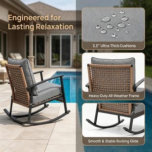 Conjunto de Muebles de Bistró Modernos para Patio Exterior, con Cojines Gruesos y Suaves, Mesa de Centro de 2 Niveles - Product Image 5