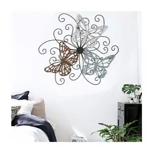 Home Decorative Metal Butterfly Flower Scrolled Urban Design Wall Art Decor