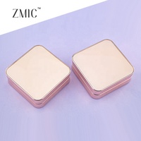 Kotak Bedak Padat Kosmetik Magnetik Persegi Warna Rose Gold, Wadah Foundation Cushion Kosong, Kotak Makeup Krim BB Plastik dengan Cermin