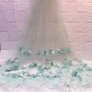 DELACE ชุดกระโปรงผ้าลูกไม้ลายขนนก3d,เสื้อผ้าหรูหราลายดอกไม้สำหรับสุภาพสตรี - Product Image 5