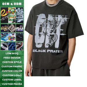 Camiseta Gráfica Vintage Lavada de Algodón 100% de 275g para Hombre, Estilo Urbano, Motociclista, Punk, Grunge - Product Image 2