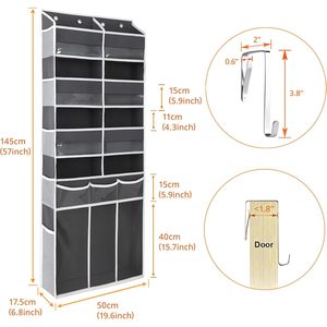 Over The Door Organizer 8 Compartments XL Bottom <b>Storage</b> Heavy Duty Hanging For Toiletries Clothes <b>Shoes</b> Dark Grey - Product Image 4