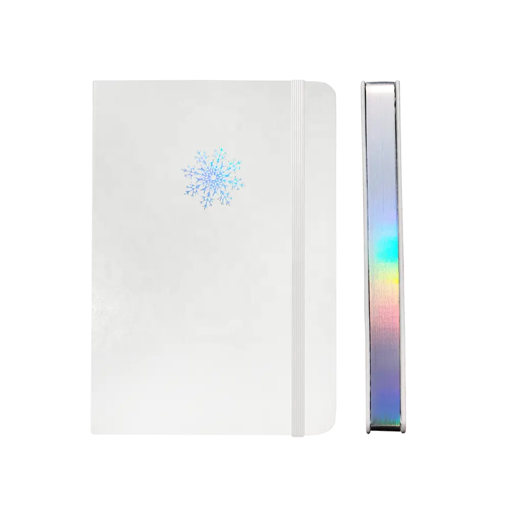 Dream in Moon Art Journal White PU Leather Snow A5 Dot Grid Journal Diary With Gilded Holo Edges