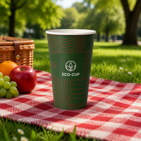Gobelet en papier monocouche, 22 oz, matériau alimentaire biodégradable avec revêtement PE, couleur personnalisée, logo, couvercle assorti
