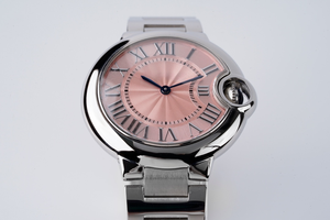Montre mécanique automatique élégante et tendance, cadran rose gravé, bracelet en acier inoxydable, verre saphir, miroir en verre - Product Image 2