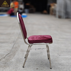 Chaise d'hôtel en acier inoxydable électroplaqué, revêtement en velours, empilable, usage intérieur MHJ-HS14 - Product Image 1