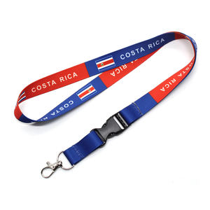 Venta al por mayor logotipo personalizado Bandera Nacional correa para el cuello cordón Bandera de Costa Rica titular de la tarjeta de identificación cordón para Feria Comercial - Product Image 2